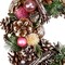 13.5" Frosted Christmas Wreath with Pinecones Twigs and Thistle Unlit